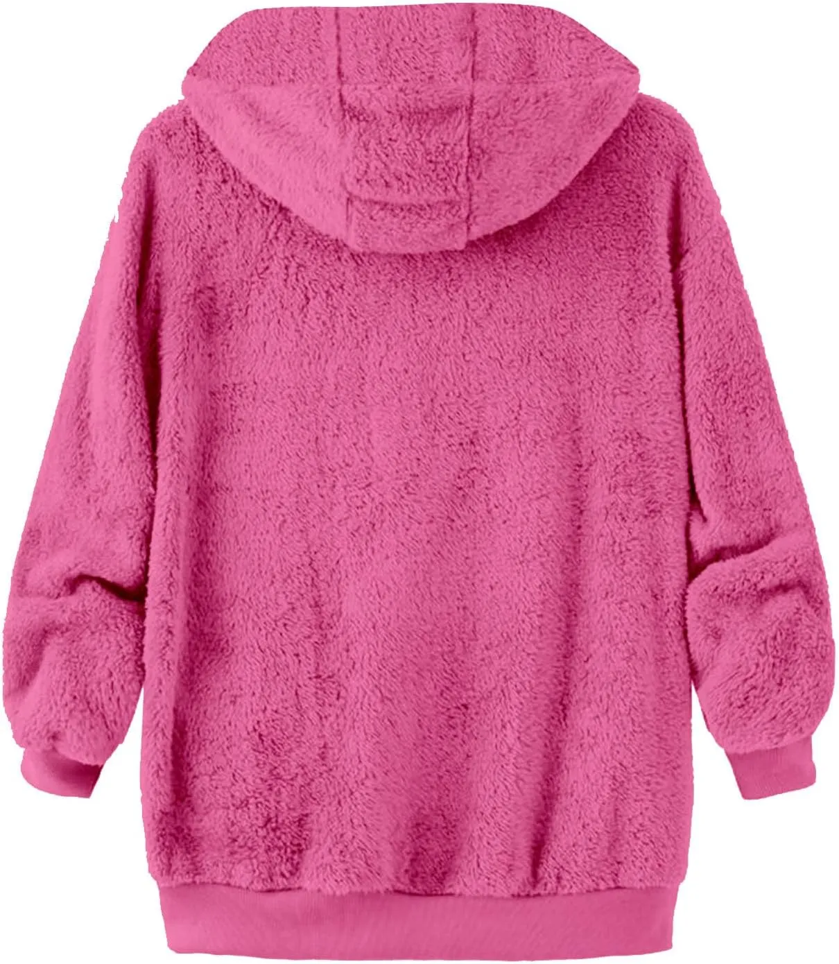 Womens Fleece Jacket With Hood Zip Up Fuzzy Sherpa Fur Jackets Winter Warm Shaggy Wool Coats Classic Hoodie Outerwear