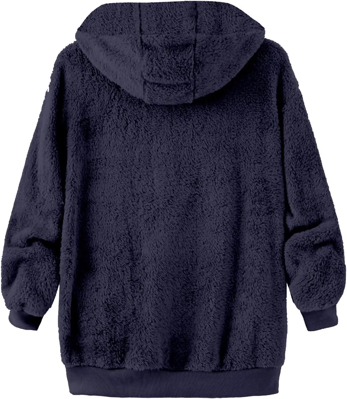Womens Fleece Jacket With Hood Zip Up Fuzzy Sherpa Fur Jackets Winter Warm Shaggy Wool Coats Classic Hoodie Outerwear