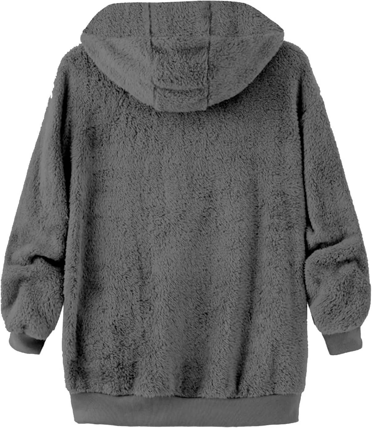 Womens Fleece Jacket With Hood Zip Up Fuzzy Sherpa Fur Jackets Winter Warm Shaggy Wool Coats Classic Hoodie Outerwear