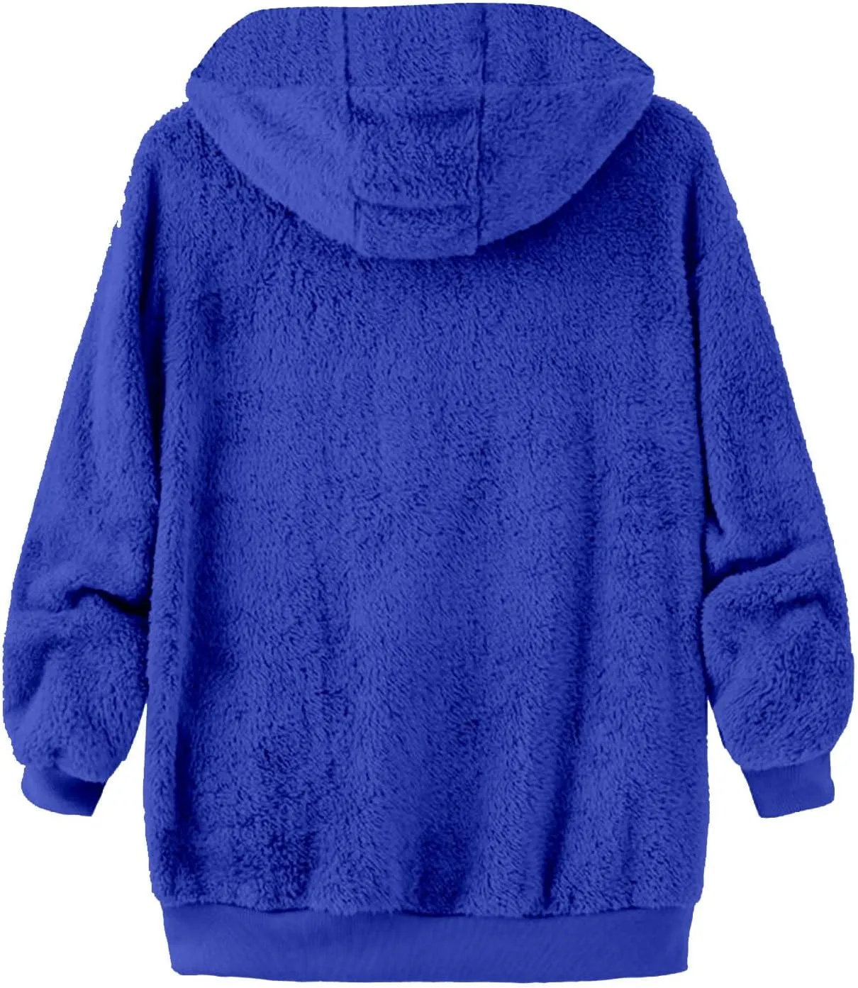 Womens Fleece Jacket With Hood Zip Up Fuzzy Sherpa Fur Jackets Winter Warm Shaggy Wool Coats Classic Hoodie Outerwear