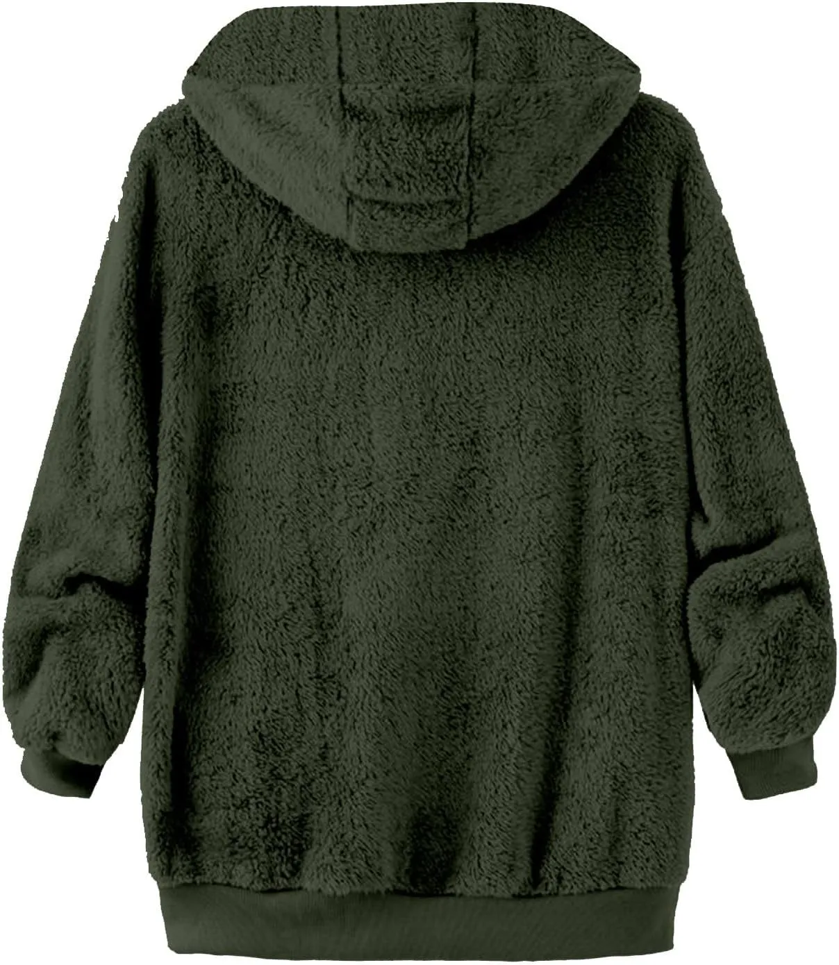 Womens Fleece Jacket With Hood Zip Up Fuzzy Sherpa Fur Jackets Winter Warm Shaggy Wool Coats Classic Hoodie Outerwear