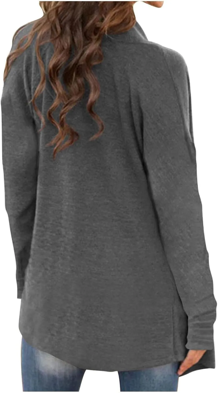 Womens Lightweight Cardigan Sweater Knit Loose Long Sleeve Sweater Casual Soft Drape Open Front Fall Dusters 2024