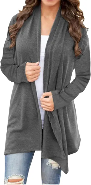 Womens Lightweight Cardigan Sweater Knit Loose Long Sleeve Sweater Casual Soft Drape Open Front Fall Dusters 2024