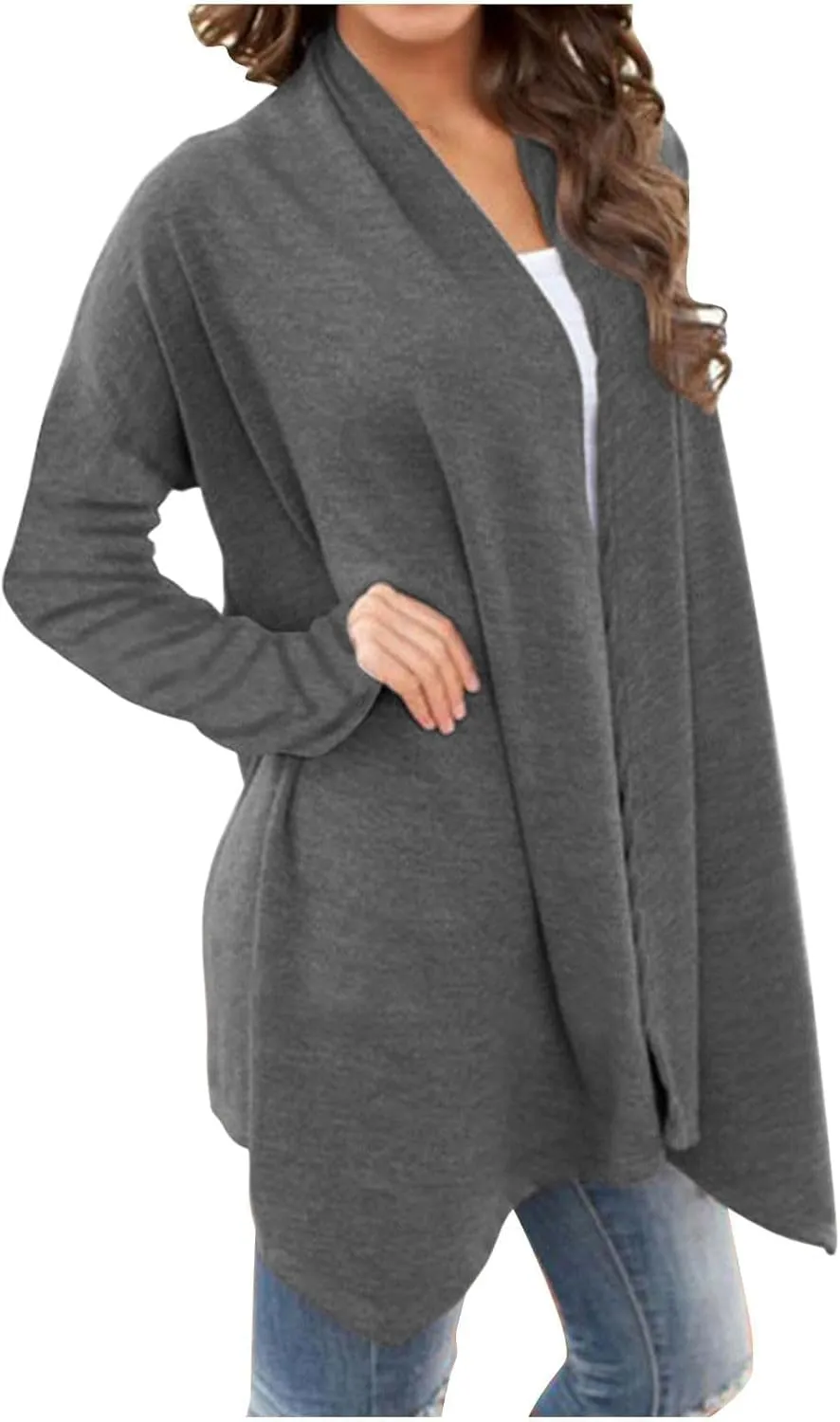 Womens Lightweight Cardigan Sweater Knit Loose Long Sleeve Sweater Casual Soft Drape Open Front Fall Dusters 2024