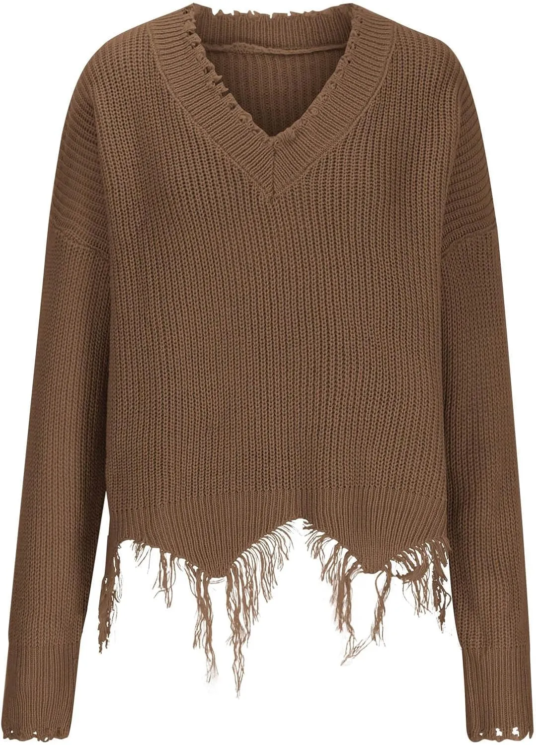 Womens Off The Shoulder V Neck Sweaters Cropped Casual Loose Chunky Knit Sweater Winter Spring Trendy Jumper Tops