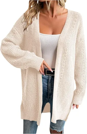 Women's Oversized Open Front Sweater Cardigan Casual Long Sleeve Knit Lightweight Outwear Fall Winter Solid Long Coat