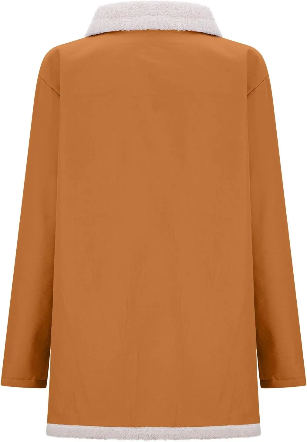 Womens Sherpa Lined Jacket Long Sleeve Button Down Fleece Fur Collar Coats Winter Warm Outerwear With Pockets