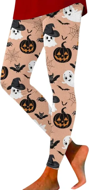 Women's Sugar Halloween Leggings Halloween Print Collection High Waist Women's Leggings Compression Pants Yoga