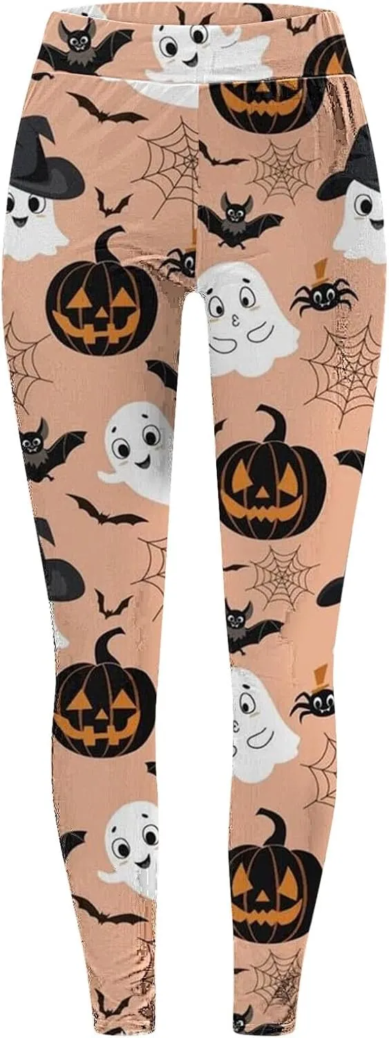 Women's Sugar Halloween Leggings Halloween Print Collection High Waist Women's Leggings Compression Pants Yoga