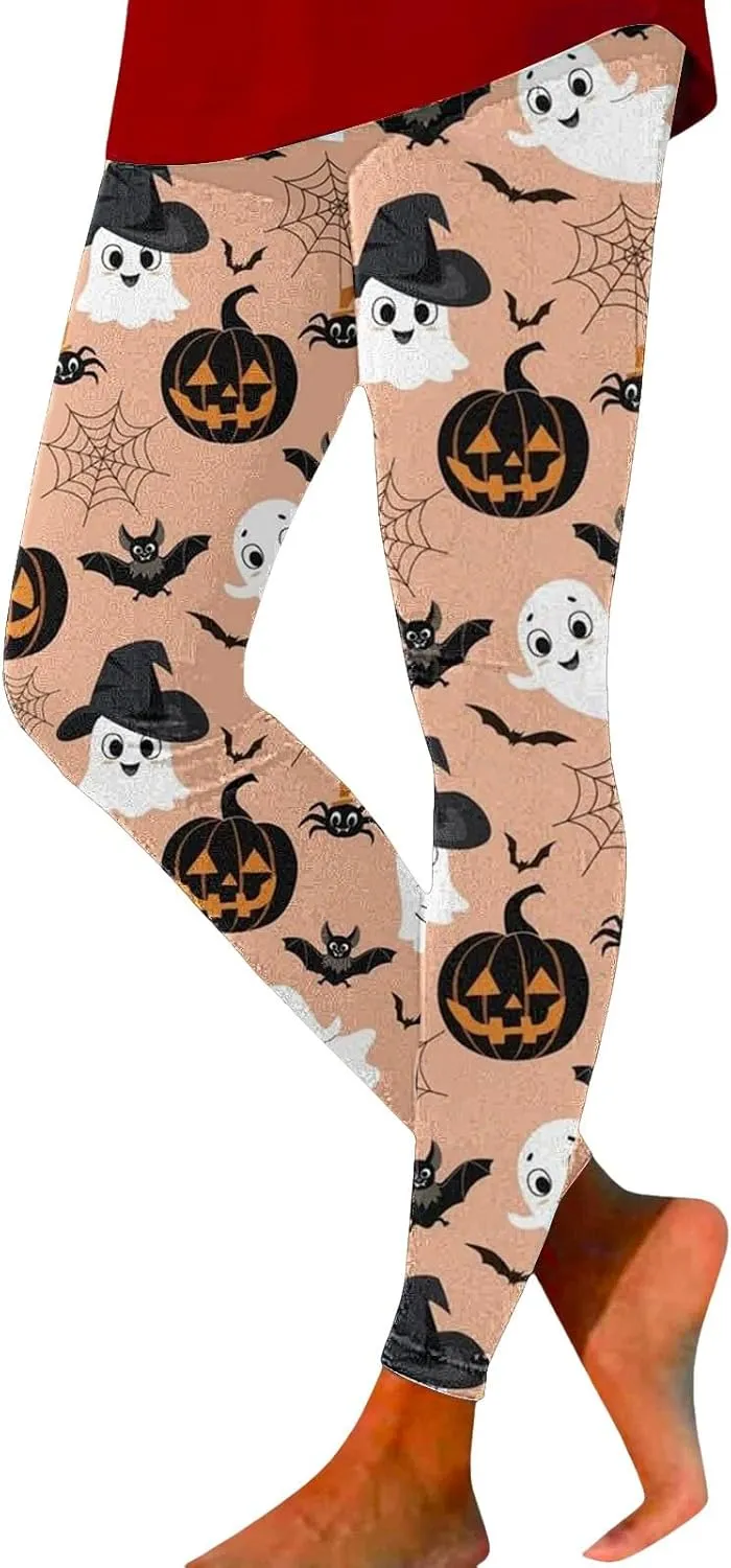Women's Sugar Halloween Leggings Halloween Print Collection High Waist Women's Leggings Compression Pants Yoga