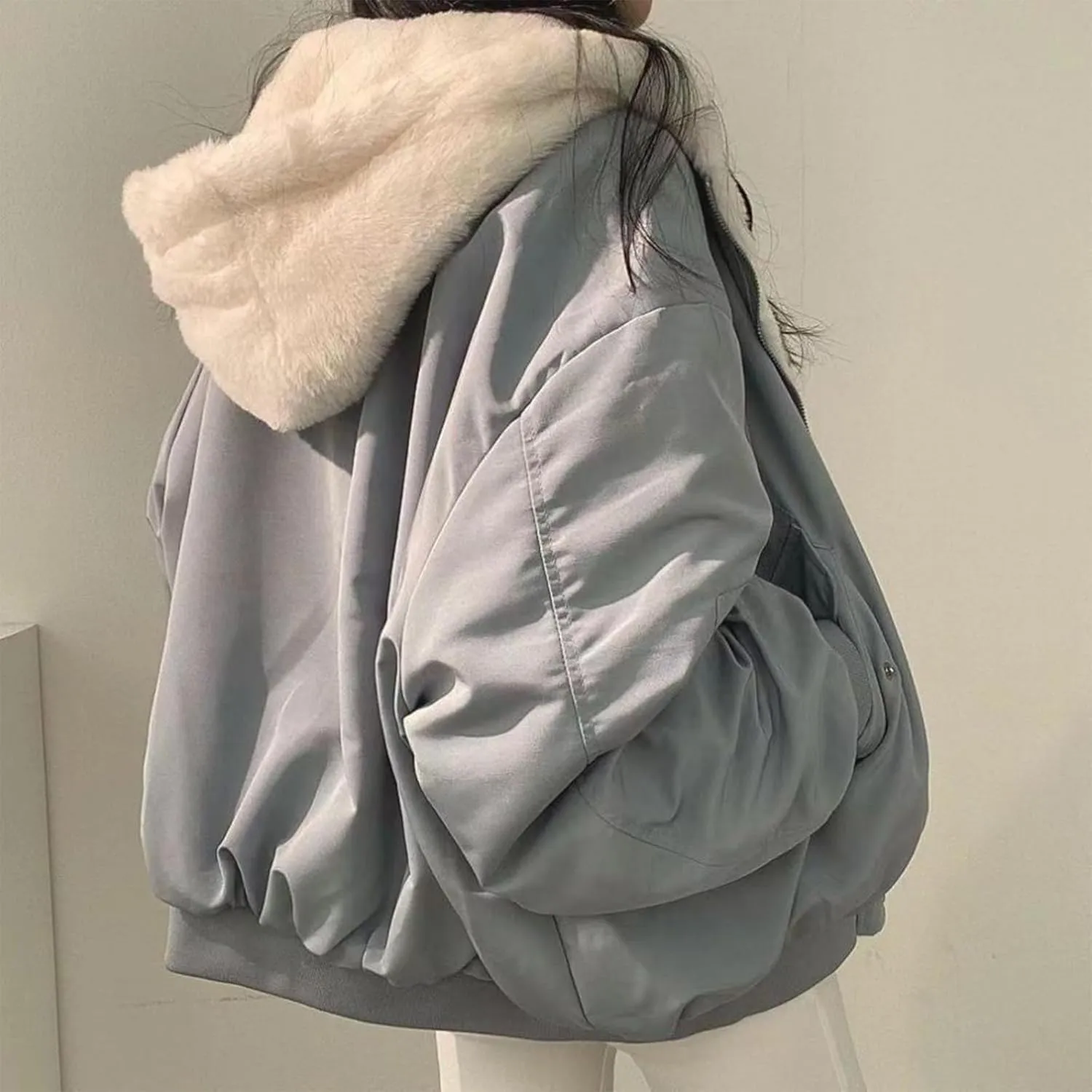 Women's Teddy Coat Casual Short Lambswool Biker Jacket Coat, S-XL