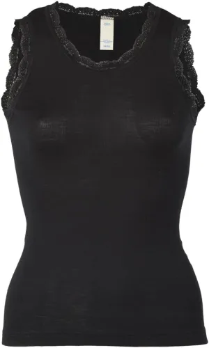 Women’s Thermal Underwear Base Layer – Merino Wool Silk Sleeveless Top Shirt for Layering (46-48 / Large, Black)