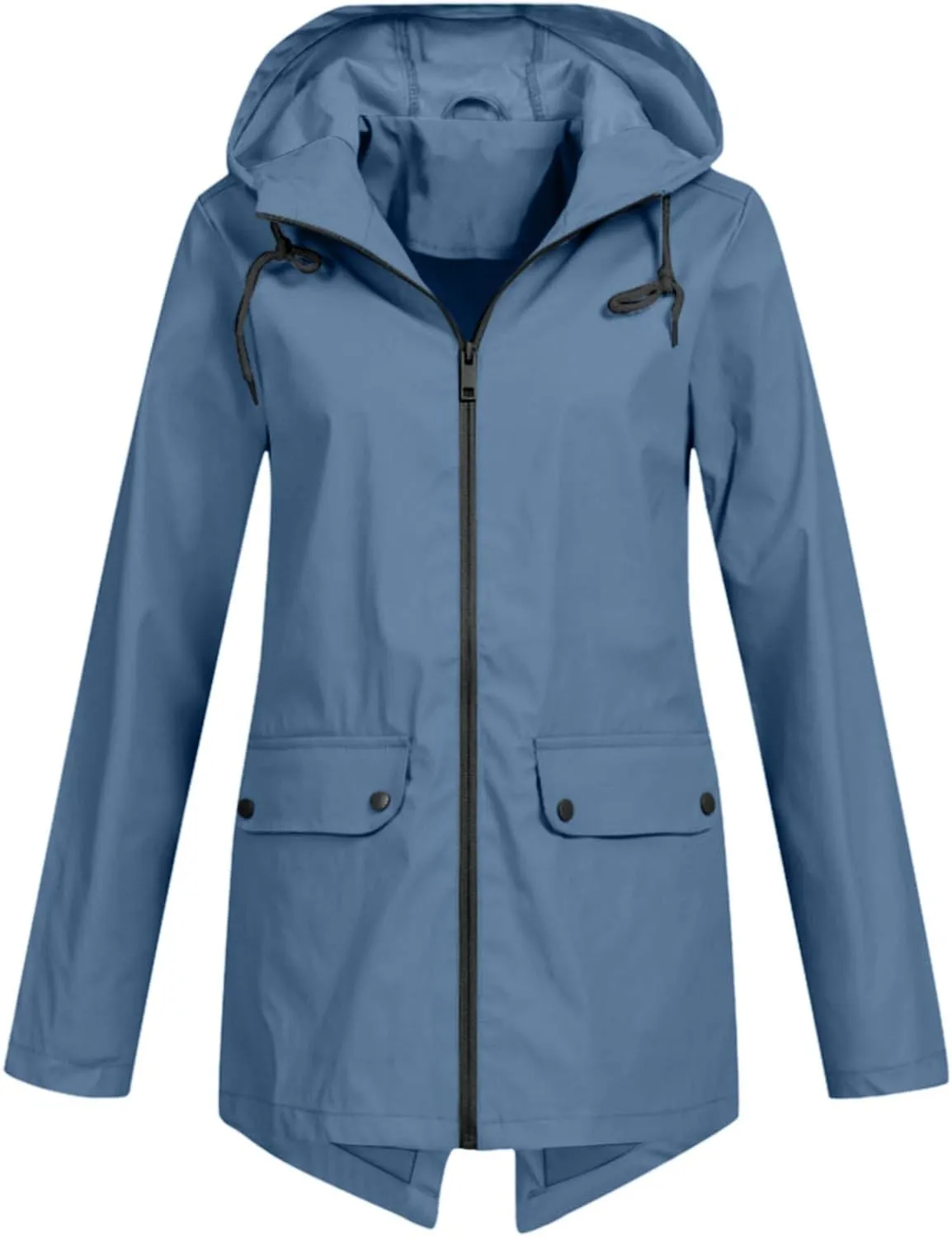Women’s Trench Coats Outdoor Solid Casual Hooded Jacket Lightweight 2024 Fall Winter Fashion Long Sleeves Outerwear TOP