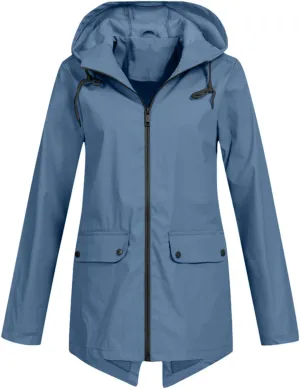 Women’s Trench Coats Outdoor Solid Casual Hooded Jacket Lightweight 2024 Fall Winter Fashion Long Sleeves Outerwear TOP