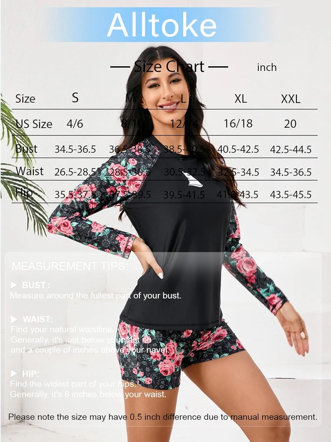 Womens Two Piece Long Sleeve Rash Guard Sets with Built in Bra Swim Shirts and Shorts UPF50  Swimsuit