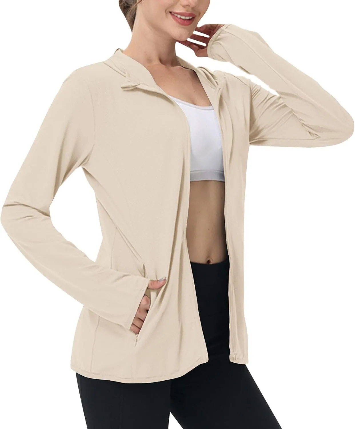 Womens UPF 50  Sun Protection Hoodie Jacket Lightweight Long Sleeve Sun Shirt for Women with Pocket Hiking Outdoor