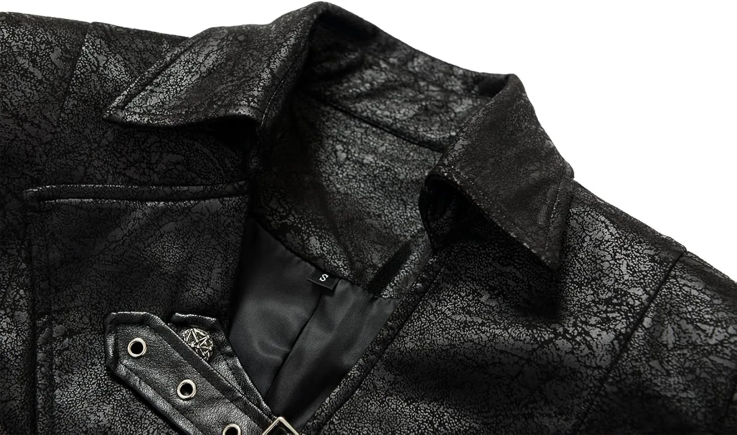Women's Velvet Leather Jacket Gothic Steampunk Long Trench Coat Costume