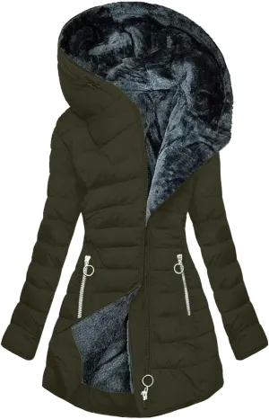 Women's Warm Winter Jackets Fleece Lined Parka Coat Thermal Hooded Jacket Outdoor Outerwear Ski Snow Jacket Plus Size