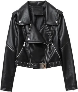 Wvapzxx Autumn Winter Women Biker Coat Soft Faux Leather Jacket Moto Jacket Punk Outwear Slim PU Basic Coats