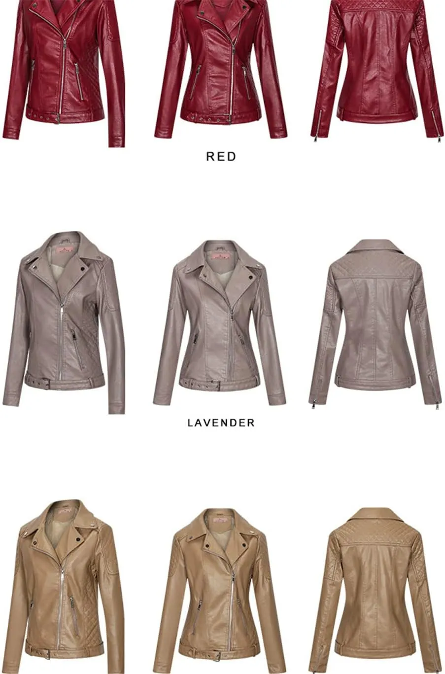 Wvapzxx Leather Jacket Women Spring Moto Biker Zipper Jacket Ladies Red Black Faux Leather Coat