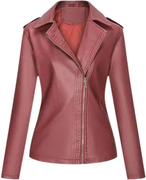 Wvapzxx Leather Jacket Women Spring Moto Biker Zipper Jacket Ladies Red Black Yellow Autumn Coat