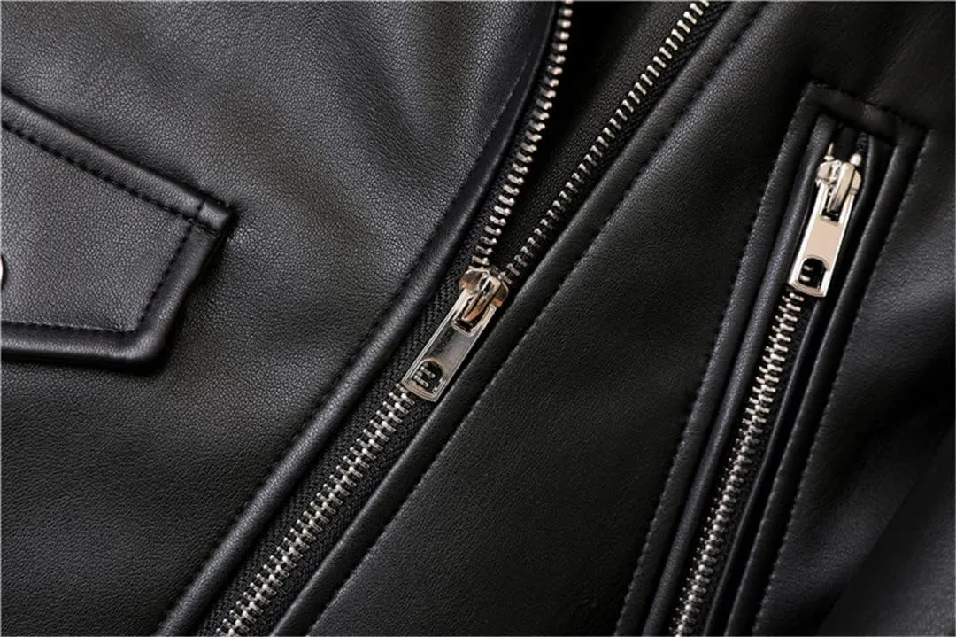 Wvapzxx Spring Autumn Moto Biker Faux Leather Jacket Women Streetweer Slim Coat Leather Outwear with Belt