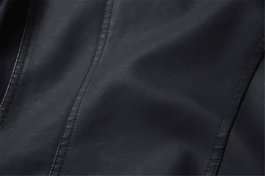 Wvapzxx Women's Leather Jacket Rivet Motorcycle Moto Biker Zipper Jacket Female Coat