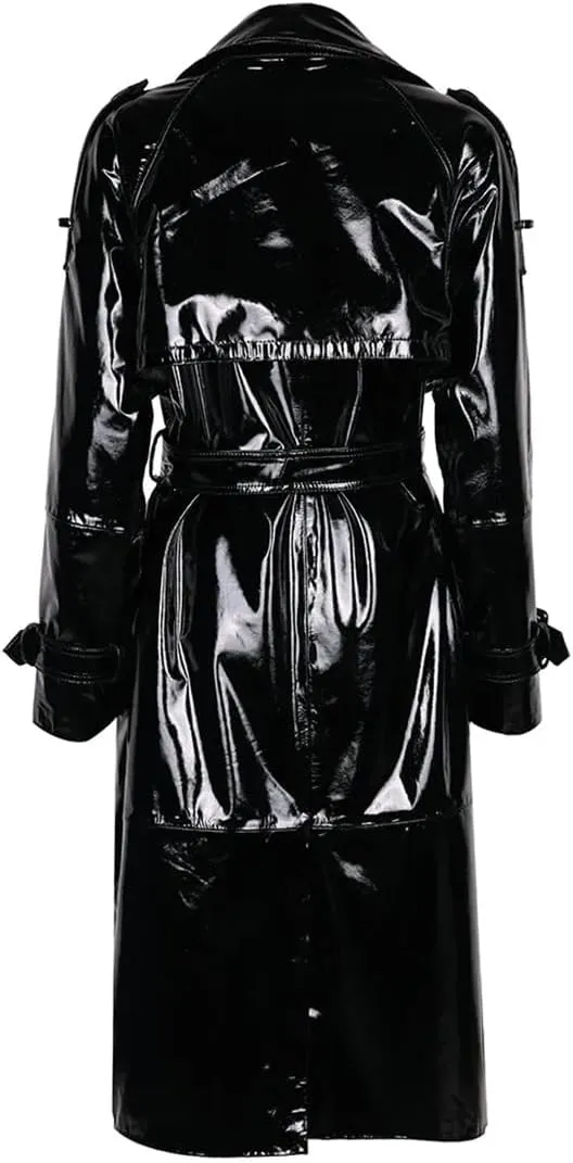 Zadaos Autumn Oversized Black Leather Trench Coat Women Outerwear