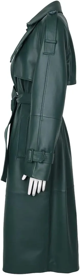 Zadaos Autumn Oversized Black Leather Trench Coat Women Outerwear